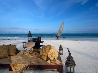 Beach loungers at The Palms
