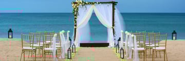 Beach wedding setup at Uga Jungle Resort