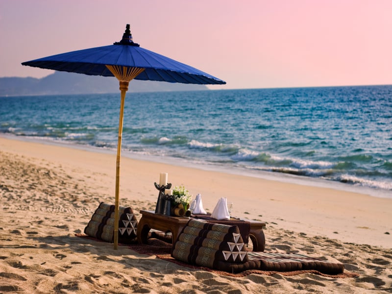 Beachfront lounge area at Anantara Phuket Villas