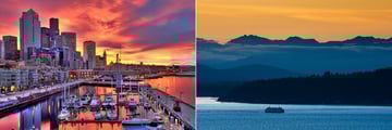 bell harbour marina and ferry on puget sound