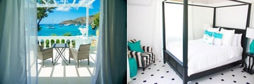 Bequia Plantation Hotel, Main House Seaview Room Balcony and Bedroom