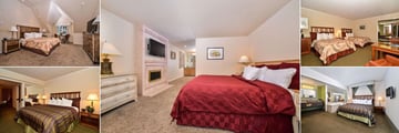 Station House Inn, (clockwise from top left): Cabin Room, King Room, Double-Double Room, King Honeymoon Room and Suite