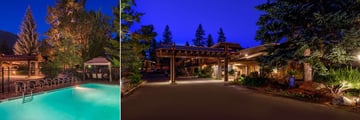 Station House Inn, Pool and Exterior at Night