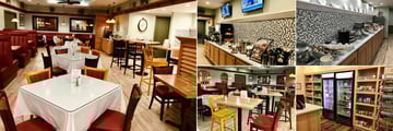 Best Western Plus Waterbury Stowe, (clockwise from left): Breakfast Dining Area, Breakfast Buffet Area, Breakfast Buffet Area, Sundry Shop and Breakfast Area Hightops