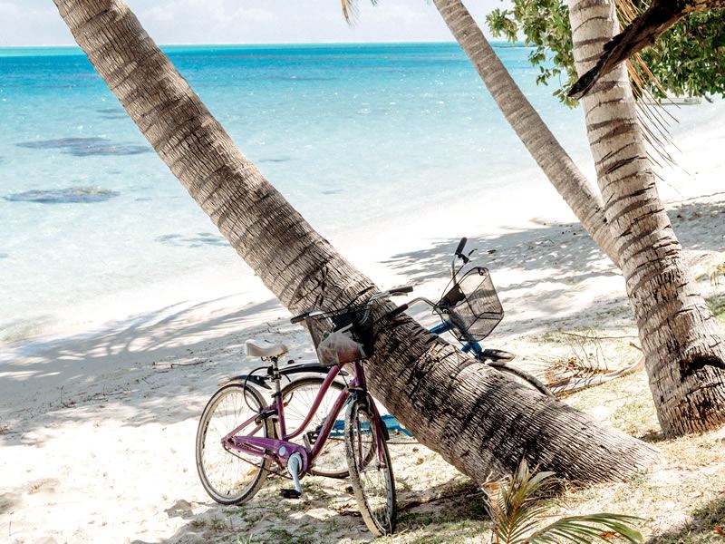 Bikes on the beach in Tahiti