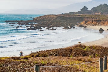 Scenic boardwalk on Moonstone Beach, Cambria, California