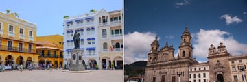 Cartagena Centro (left), and Primital Cathedral of Bogota