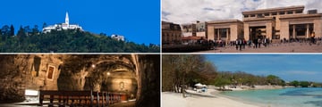 Clockwise from top left: Monserrate, Plaza Bolivar, Isla Gente De Mar, and Salt Cathedral 