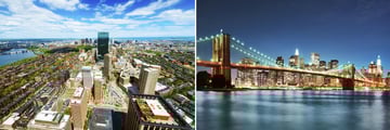 Skylines of Boston & New York City