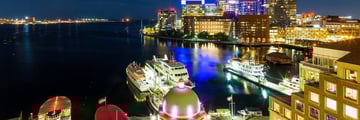 The View at Night from Boston Harbor Hotel at Rowes Wharf 