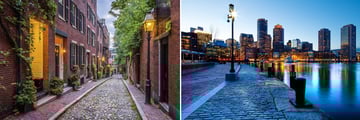 Cobblestone streets in Boston, Massachusetts