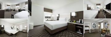Boston Park Plaza, (clockwise from top left): Studio Suite, Superior Room, Deluxe Two Queens, Garden Suite and One Bedroom Suite 
