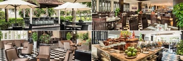 Boutique Hoi An, (clockwise from top left): Pool Bar, Le Cafe, Le Salon and Le Cafe Buffet