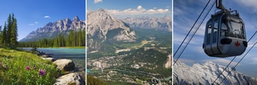 Bow River, Banff aerial view & Sulphur Mountain Gondola