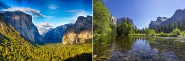 Bridal Veil Falls and El Captain in Yosemite National Park