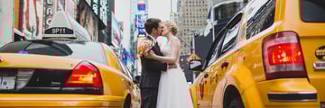 Bride and groom in Times Square