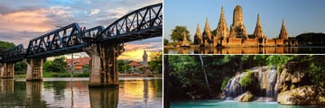 Bridge on the River Kwai, Ayutthaya architecture & Erawan waterfalls