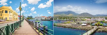 Bridgetown, Barbados and Basseterre, St Kitts