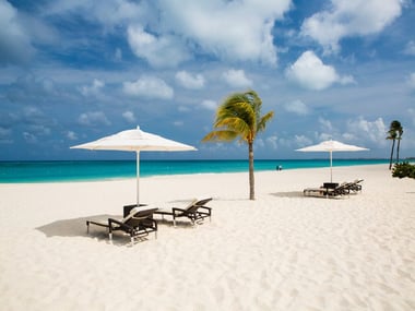 Beach and sun loungers