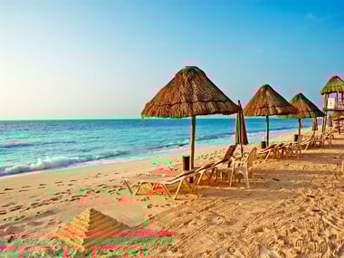 Beach umbrellas in Cancun