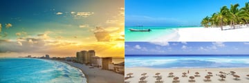 Cancun's coastline and beachfront views