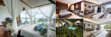 Cape Panwa, (clockwise from left): The Cape Absolute Suite, Junior Suite, Cape Suite, Cape Signature Suite and Pool Villa