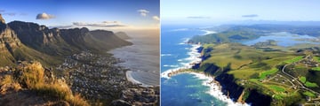 Cape Town at sunset & Aerial view of the Knysna Garden Route, South Africa