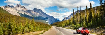 Car driving through Banff National Park