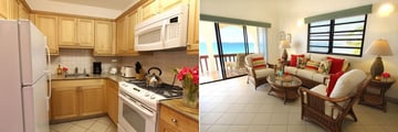 Carimar Beach Club, One or Two Bedroom Meads Villas Kitchen and Living Room