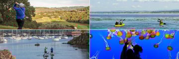 Carmel Mission Inn, (clockwise from top left): Golf, Kayaking, Monterey Bay Aquarium and Paddleboarding