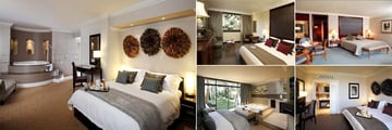 The Cascades Hotel, (clockwise from left): Heron Suite, Luxury Family Room, Superior Luxury Room, Peacock Suite and Garden Suite