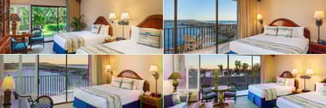 Catamaran Resort, (clockwise from top left): Garden Room, Deluxe Bayview Room, Waterfront Studio and Tower Room 