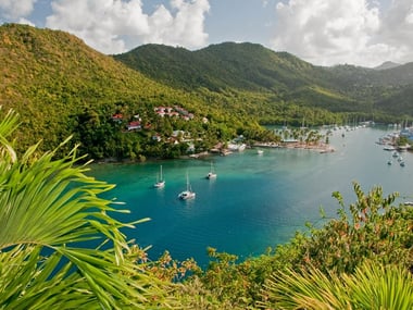 Catamarans in Marigot Bay, St Lucia
