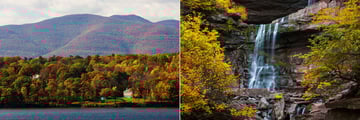 Catskill mountains from Hudson River, and Kaaterskill Falls