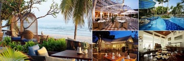 Centara Grand Beach Resort & Villas Hua Hin, (clockwise from left): Coast Beach Club & Villas, Railway Restaurant, Railway Restaurant Pool, The Museum and Suan Bua Restaurant