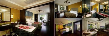Centara Grand Beach Resort, Koh Samui, (clockwise from left): Deluxe Pool Suite, Deluxe Ocean Facing, Premium Deluxe Ocean Facing, One Bedroom Suite and One Bedroom Premium Pool Suite
