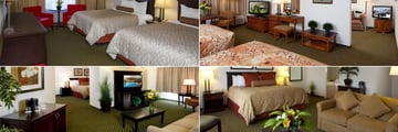 Chateau Jasper, (clockwise from top left): Double Room, Family Room, Junior Executive Suite and King Executive Suite