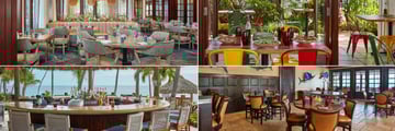 Cheeca Lodge & Spa, (clockwise from top left): Atlantic's Edge, Mia Cucina Pizzeria, Nikai Sushi Bar & Restaurant and Tiki Bar