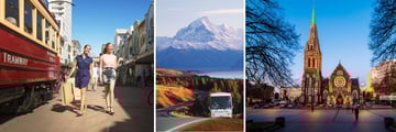 South Island Mountain Scenery & Christchurch Cityscapes