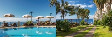 The pool and hotel ground at The Cliff Bay