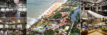 Club Hotel Dolphin, Waikkal, (clockwise from top left): Sands Restaurant, Aerial View of Hotel, Aqua Bar, Aqua Lounge and Waves Restaurant