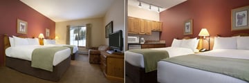 Coast Sundance Lodge, Comfort Room with Two Double Beds and View of Kitchenette in Comfort Room