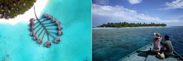 Coco Palm Dhuni Kolhu, Aerial View of Lagoon Villas and View of Embudhoo Island