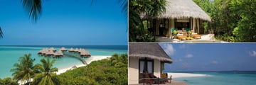 Coco Palm Dhuni Kolhu, (clockwise from left):  Lagoon Villas, Deluxe Villa and Ocean Front Villa