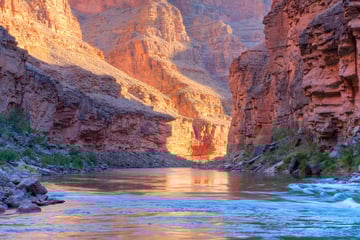 The Colorado River flowing through the Grand Canyon