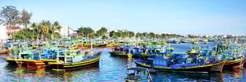 Colourful fishing boats in Phan Thiet