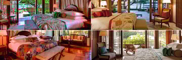 Constance Prince Maurice, (clockwise from top left): Villa, Suite, Suite on Stilts and Junior Suite