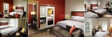 Courtyard by Marriott Downtown, (clockwise from top left): Queen Guest Room, King Guest Room, Queen-Queen Guest Room, Corner King Room and King Suite 