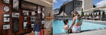 The lobby and pool at Crystal Lodge