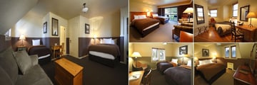 Deer Lodge, (clockwise from top left): Lodge Family Room, Heritage Double Room, Tower Room, Lodge Room and Lodge Quad Room Adjoining with Twins